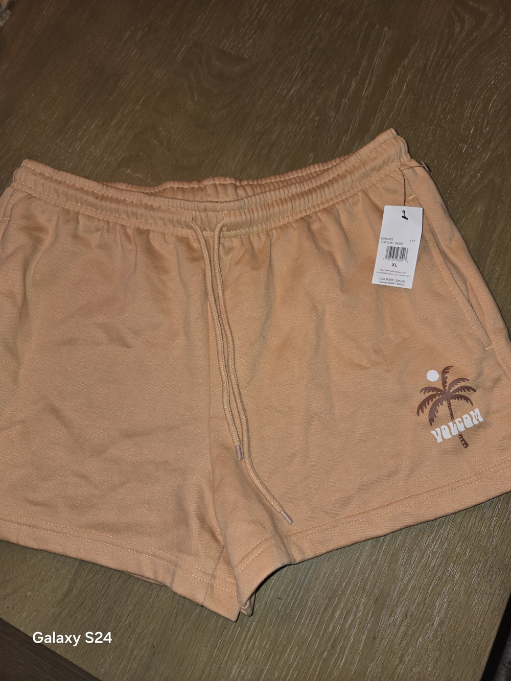 Volcom Peach Palm-Graphic Athletic Shorts Womens XL New Just Chill Short